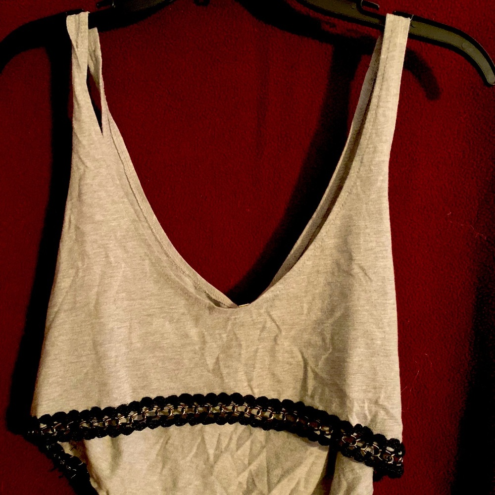 LF grey cotton net tank
